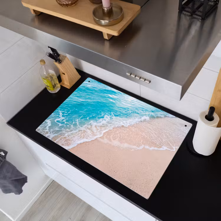 Strand - Zee - Golf - Natuur - Blauw Inductie beschemer met haakjes klein -sfeer1