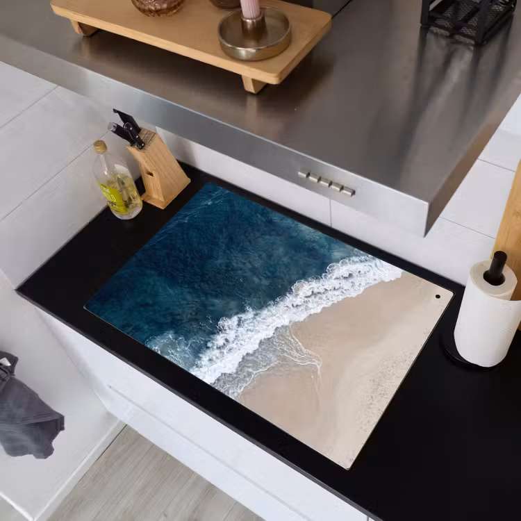 Strand - Zee - Golven Inductie beschemer met haakjes klein -sfeer1