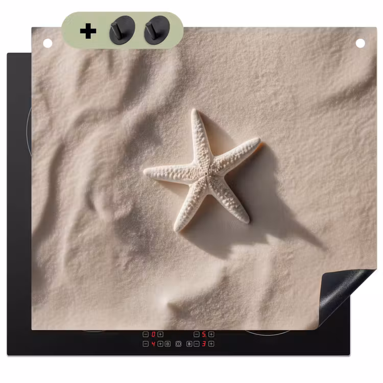 Strand - Zeester - Zand - Beige Inductie beschemer met haakjes middel -3d