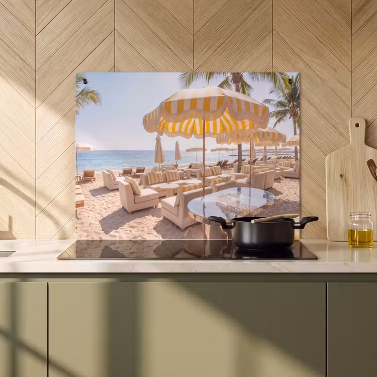 Strand - Ligbedden - Vakantie - Modern - Geel Inductie beschemer met haakjes klein -sfeer2