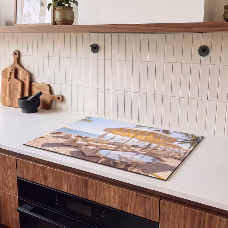 Strand - Ligbedden - Vakantie - Modern - Geel Inductie beschemer met haakjes klein -sfeer1
