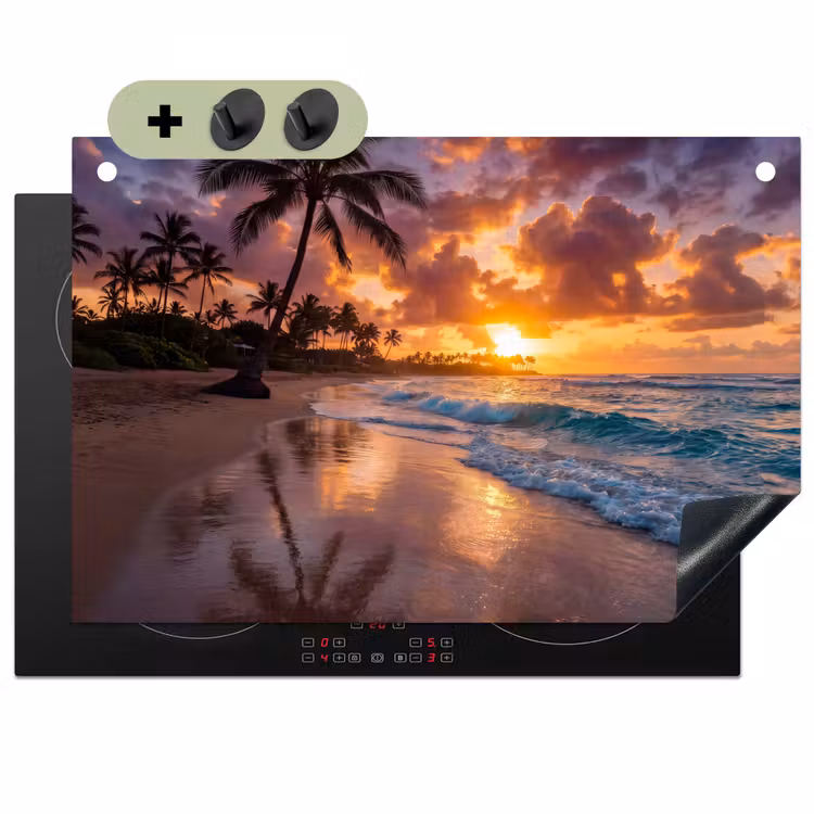 Strand - Zonsopgang - Tropisch - Natuur - Oranje Inductie beschemer met haakjes klein -3d