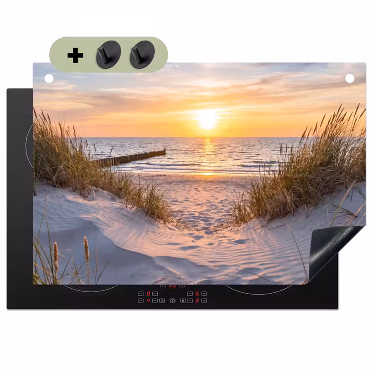 Strand - Zonsondergang - Natuur - Landschap Inductie beschemer met haakjes klein -3d