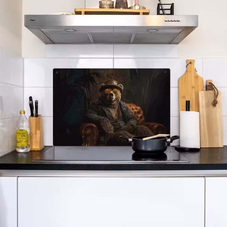 Beer - Bruin - Pak - Hoed Inductie beschemer met haakjes klein -sfeer2