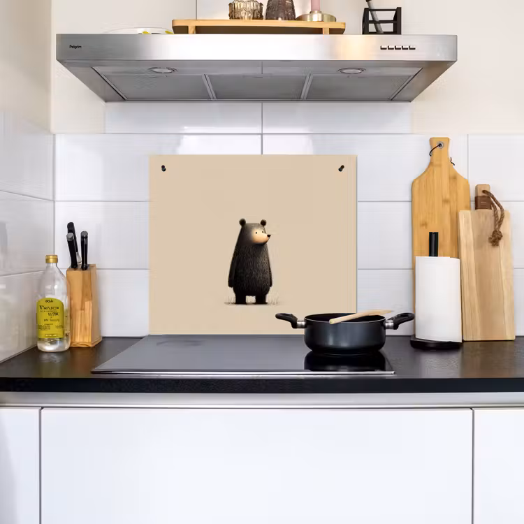 Beer - Donkerbruin - Minimalistisch Inductie beschemer met haakjes middel -sfeer2
