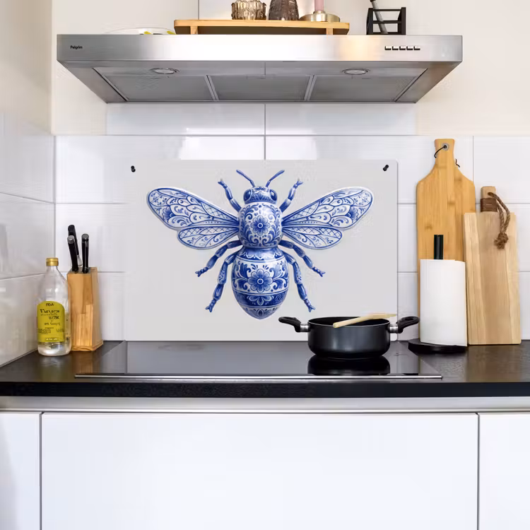 Bij - Modern - Delfts - Blauw Inductie beschemer met haakjes klein -sfeer2