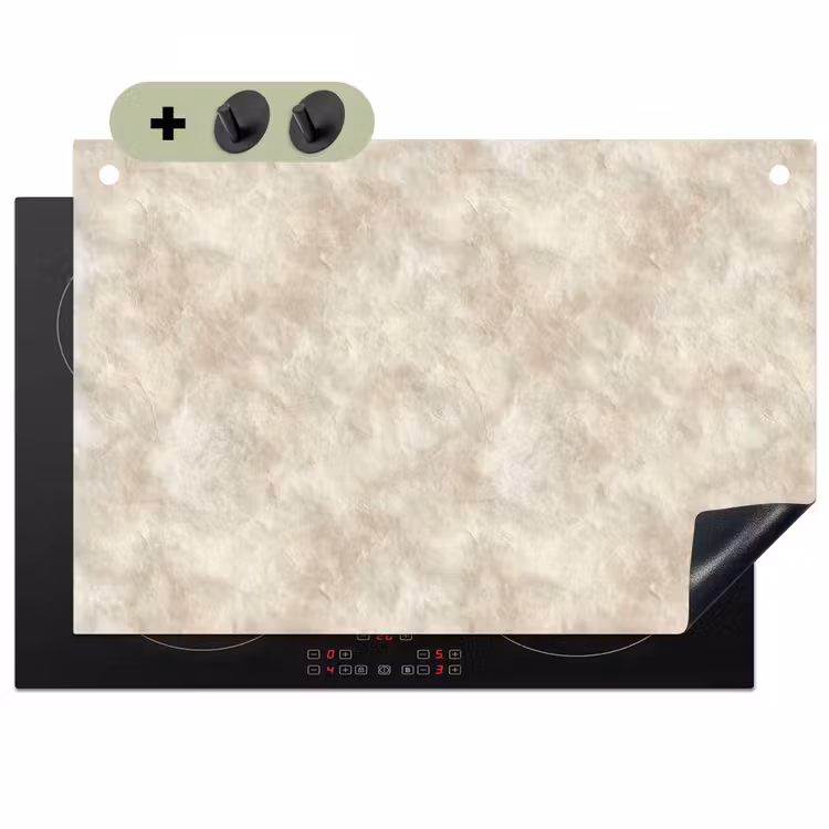 Beige - Reliëfstructuur - Natuursteen Inductie beschemer met haakjes klein 777 -3d