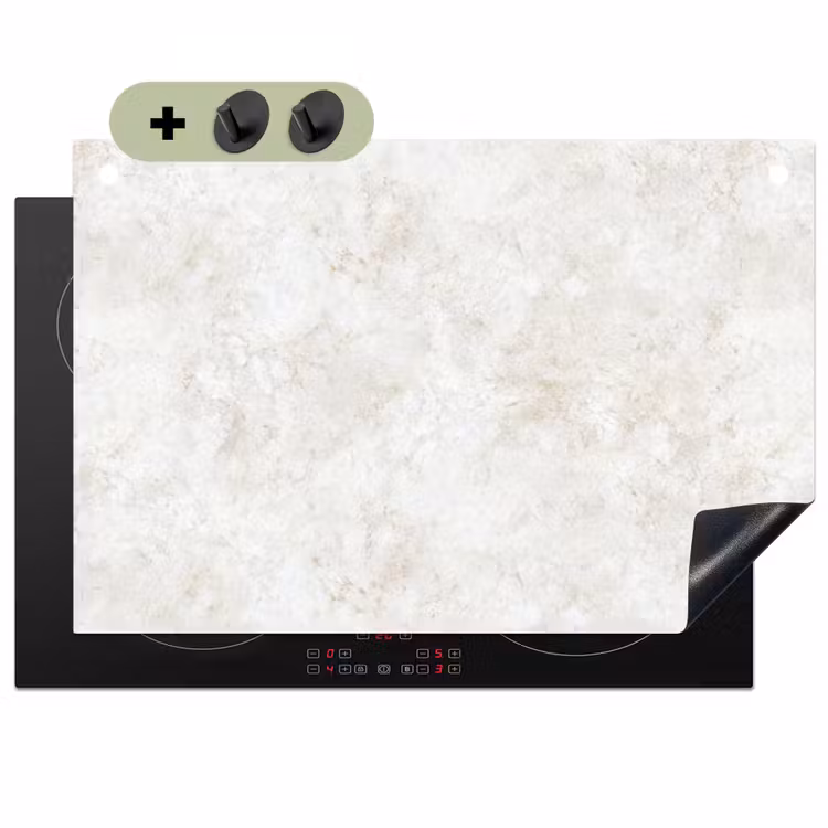 Beige - Marmer - Aders Inductie beschemer met haakjes klein 777 -3d