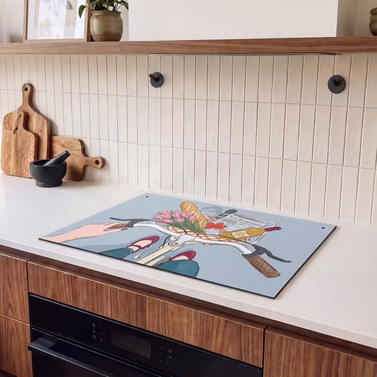 Fiets - Picknick - Zomer - Illustratie Inductie beschemer met haakjes klein -sfeer1