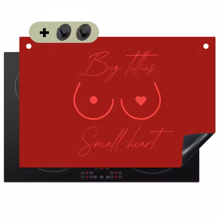 Big titties small heart - Rood - Hart Inductie beschemer met haakjes klein -3d