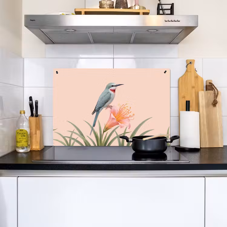 Vogel - Bloem - Natuur - Roze Inductie beschemer met haakjes klein -sfeer2