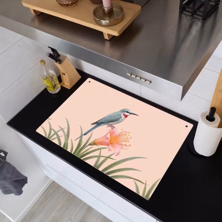 Vogel - Bloem - Natuur - Roze Inductie beschemer met haakjes klein -sfeer1