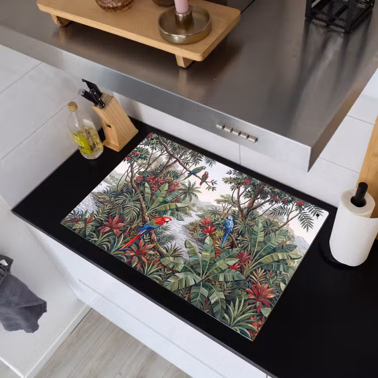 Vogel - Jungle - Natuur - Mozaïek - Groen Inductie beschemer met haakjes klein -sfeer1
