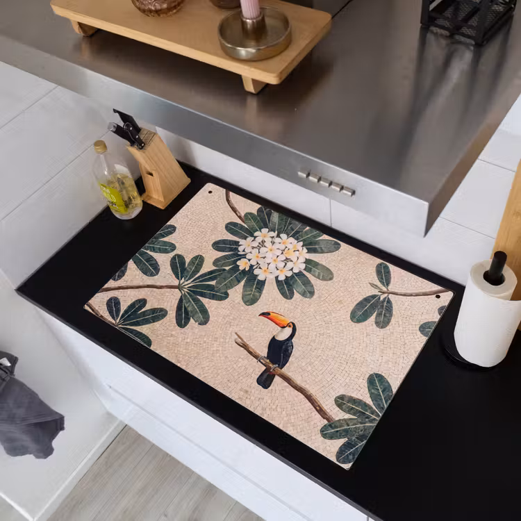 Vogel - Mozaïek - Tropisch - Natuur - Kleurrijk Inductie beschemer met haakjes klein -sfeer1