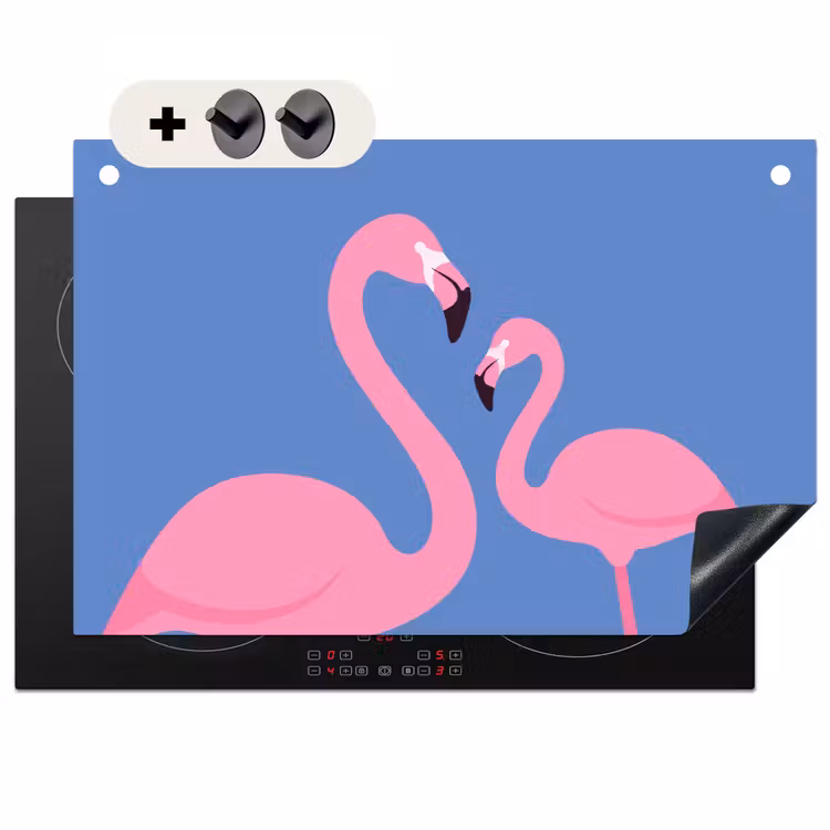 Vogel - Paar - Dieren - Modern - Roze Inductie beschemer met haakjes klein -3d