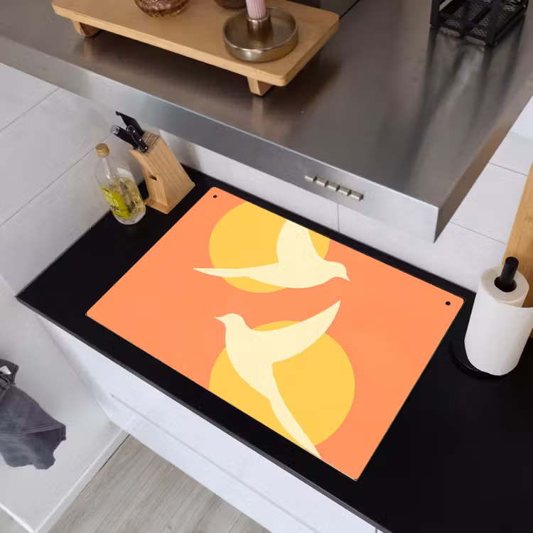 Vogels - Cirkels - Geel Inductie beschemer met haakjes klein -sfeer1