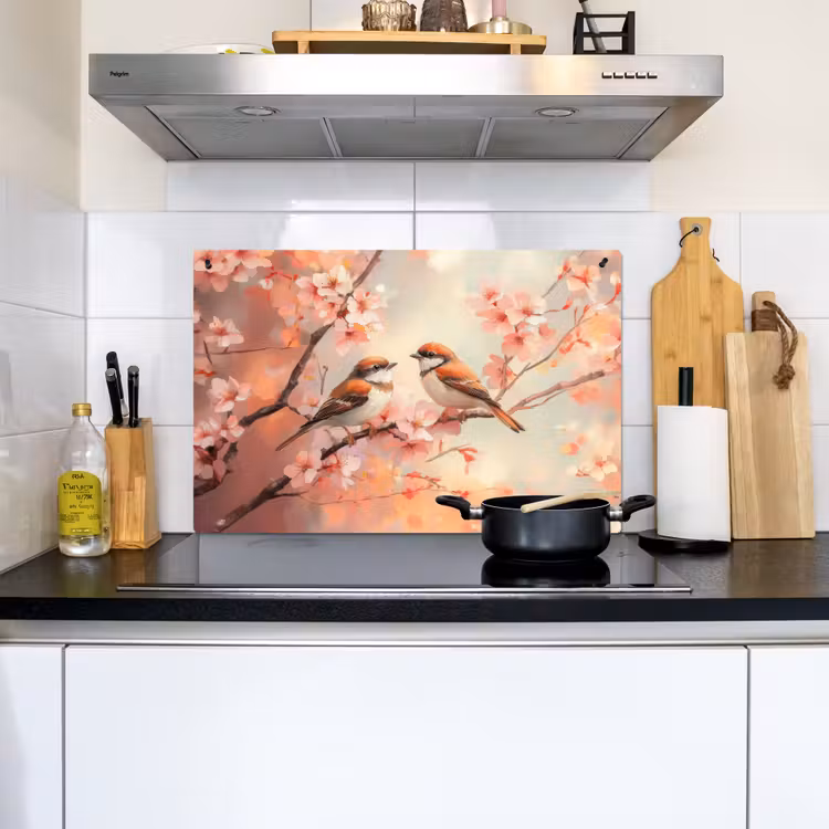Vogels - Romantic - Bloesemtak Inductie beschemer met haakjes klein -sfeer2