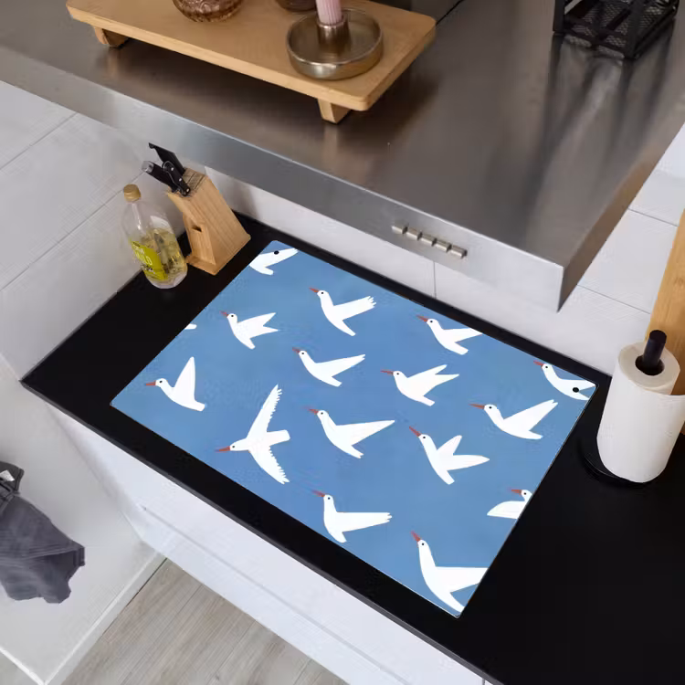 Vogels - Wit - Patroon Inductie beschemer met haakjes klein -sfeer1
