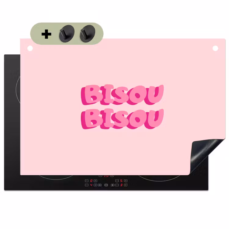 Bisou - Roze - Dikke letters Inductie beschemer met haakjes klein -3d
