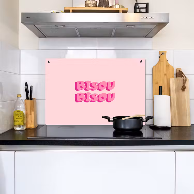 Bisou - Roze - Dikke letters Inductie beschemer met haakjes klein -sfeer2