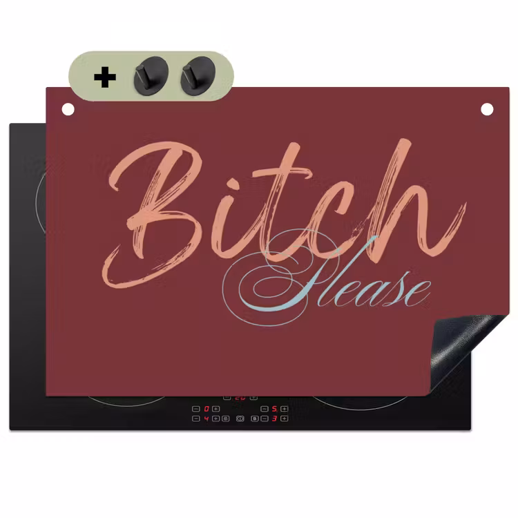 Bitch please - Rood - Blauw Inductie beschemer met haakjes klein -3d