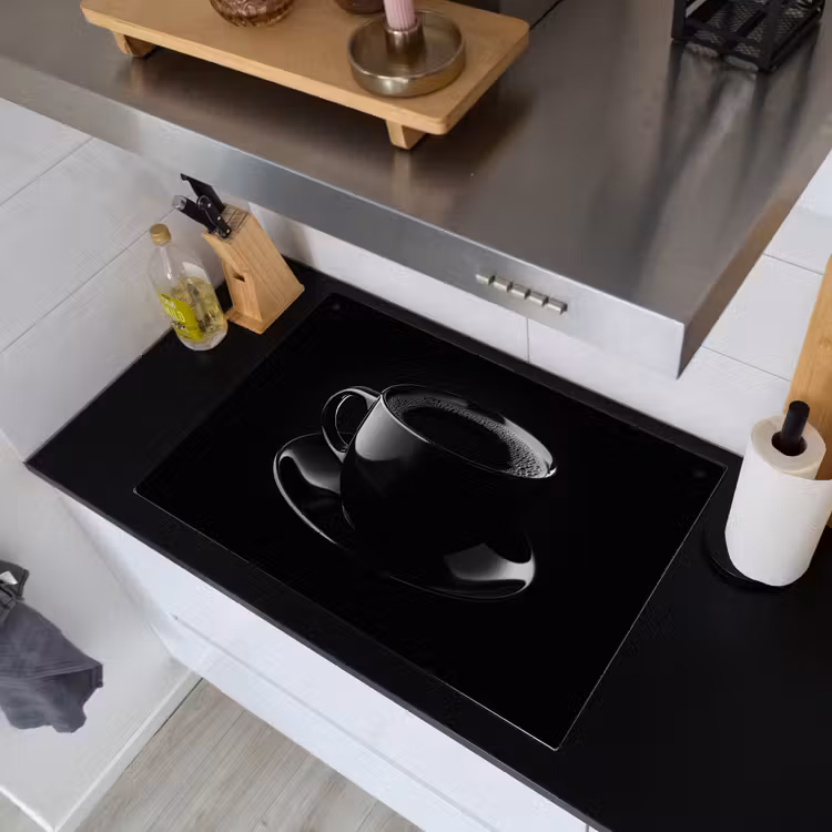 Zwart - Koffie - Kopje Inductie beschemer met haakjes klein -sfeer1