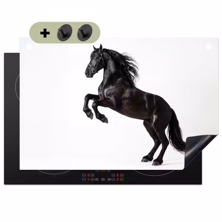 Zwart - Paard - Portret Inductie beschemer met haakjes klein -3d