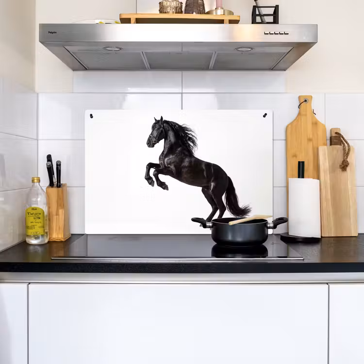 Zwart - Paard - Portret Inductie beschemer met haakjes klein -sfeer2