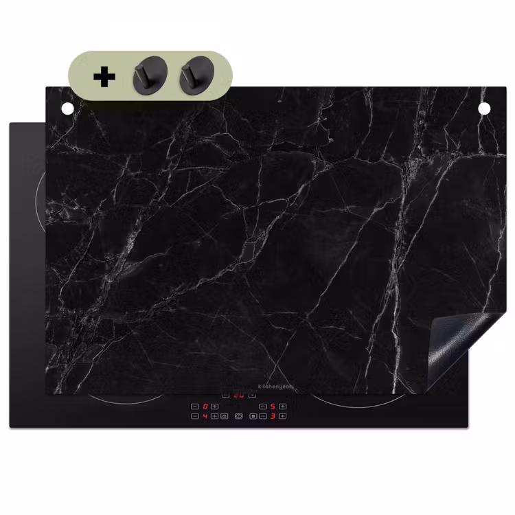 Zwart - Marmer Inductie beschemer met haakjes klein -3d