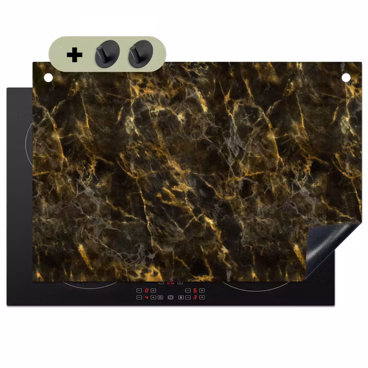 Zwart - Marmer - Goud Inductie beschemer met haakjes klein 777 -3d