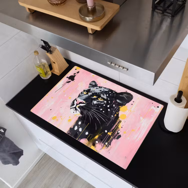Zwart - Panter - Roze - Abstract Inductie beschemer met haakjes klein -sfeer1