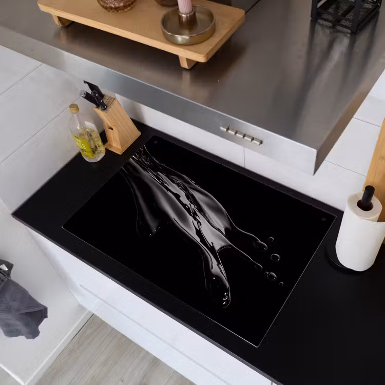 Zwart - Splash - Water Inductie beschemer met haakjes klein -sfeer1