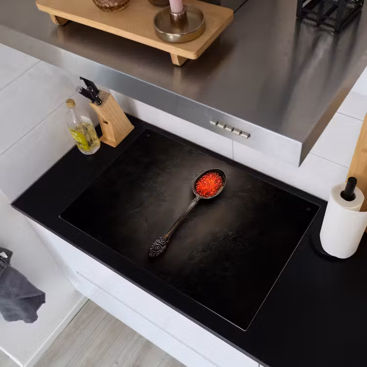 Zwart - Lepel - Caviar Inductie beschemer met haakjes klein -sfeer1