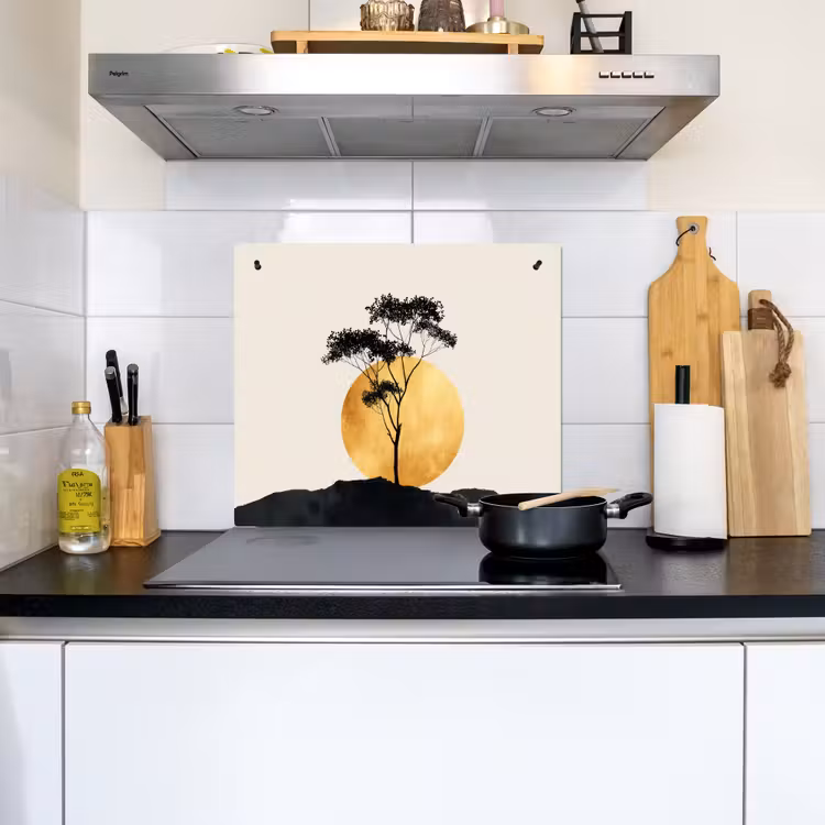 Zwarte boom - Gouden cirkel - Heuvel Inductie beschemer met haakjes middel -sfeer2