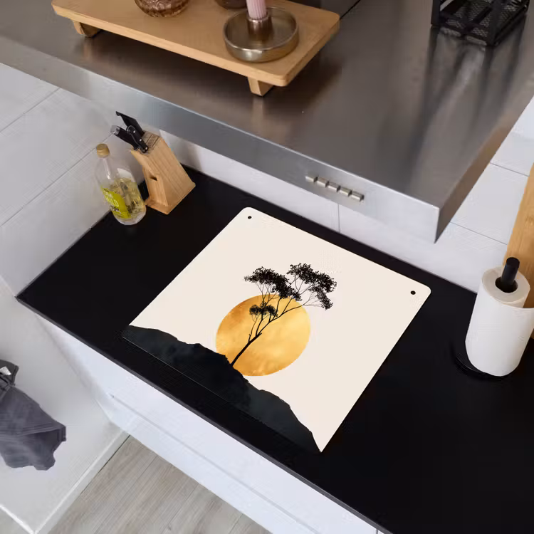 Zwarte boom - Gouden cirkel - Heuvel Inductie beschemer met haakjes middel -sfeer1