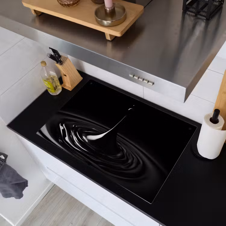 Zwart - Water - Druppel Inductie beschemer met haakjes klein -sfeer1