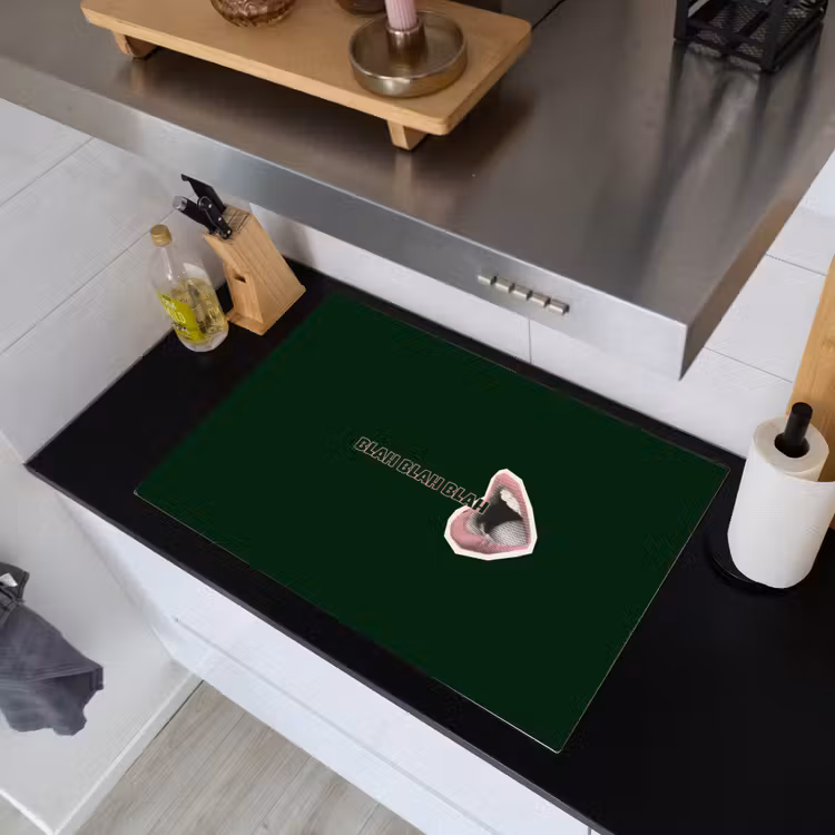 BLAH BLAH BLAH - Mond - Groen Inductie beschemer met haakjes klein -sfeer1