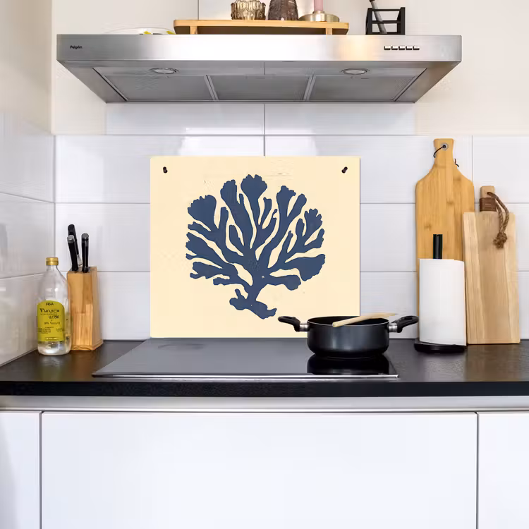 Blauw koraal - Vertakkingen - Beige Inductie beschemer met haakjes middel -sfeer2