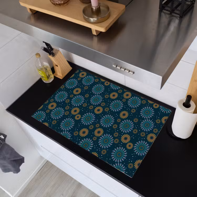 Blauw - Patroon - Retro Inductie beschemer met haakjes klein 777 -sfeer1