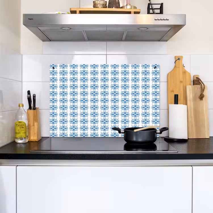 Zee - Sfeer - Blauw - Wit Inductie beschemer met haakjes klein 777 -sfeer2