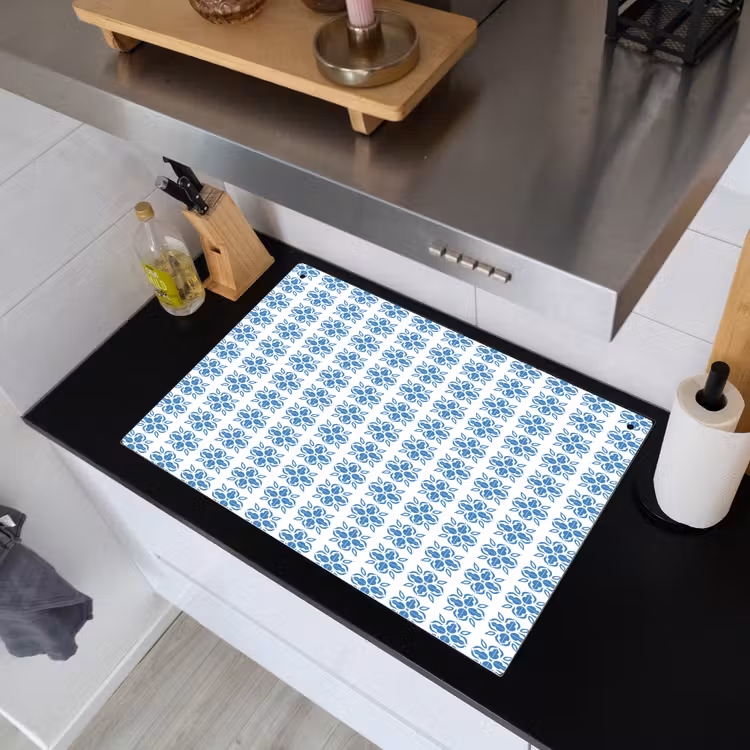 Zee - Sfeer - Blauw - Wit Inductie beschemer met haakjes klein 777 -sfeer1