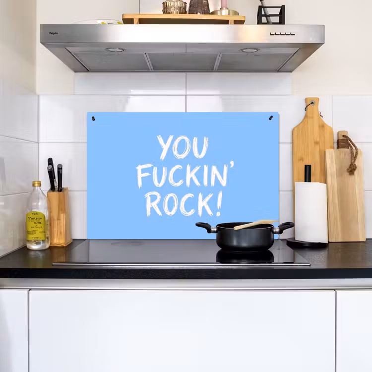 Blauw - Wit - You fuckin rock Inductie beschemer met haakjes klein -sfeer2