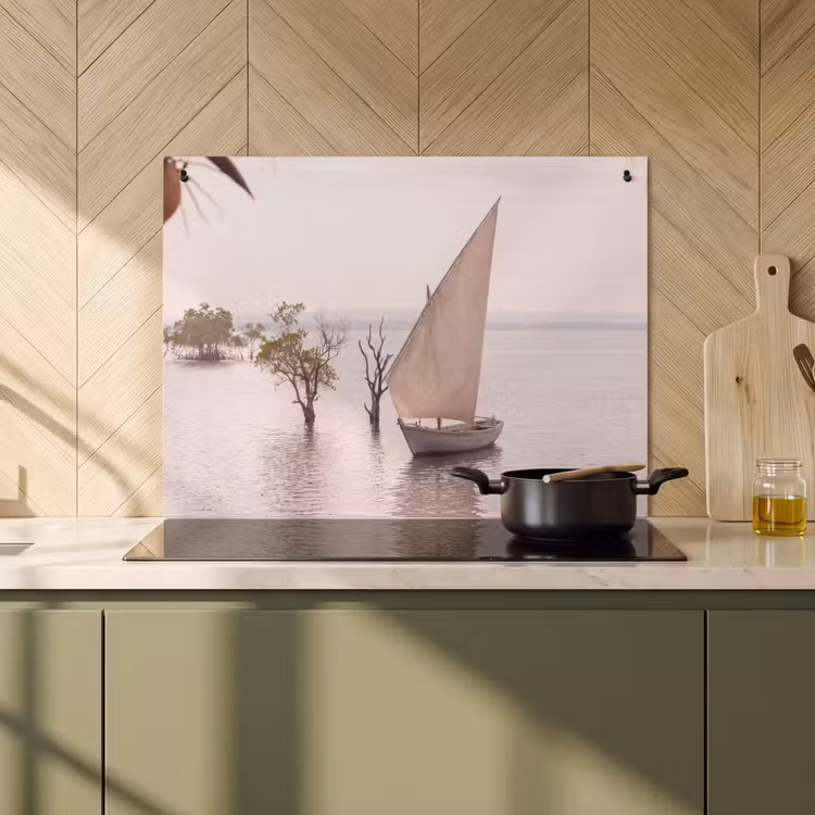 Boot - Zeil - Water - Tropisch - Natuur Inductie beschemer met haakjes klein -sfeer2