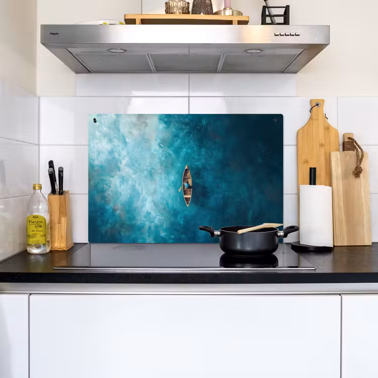 Bootje - Water - Blauw Inductie beschemer met haakjes klein -sfeer2