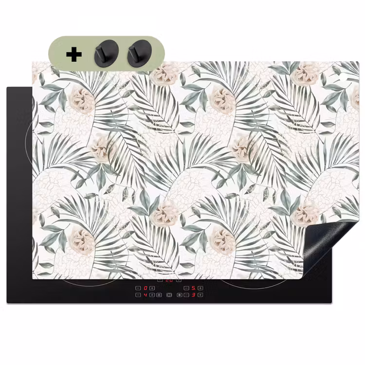Bohemian - Bloemen - Bladeren - Jungle - Tropical Inductie beschemer met haakjes klein -3d