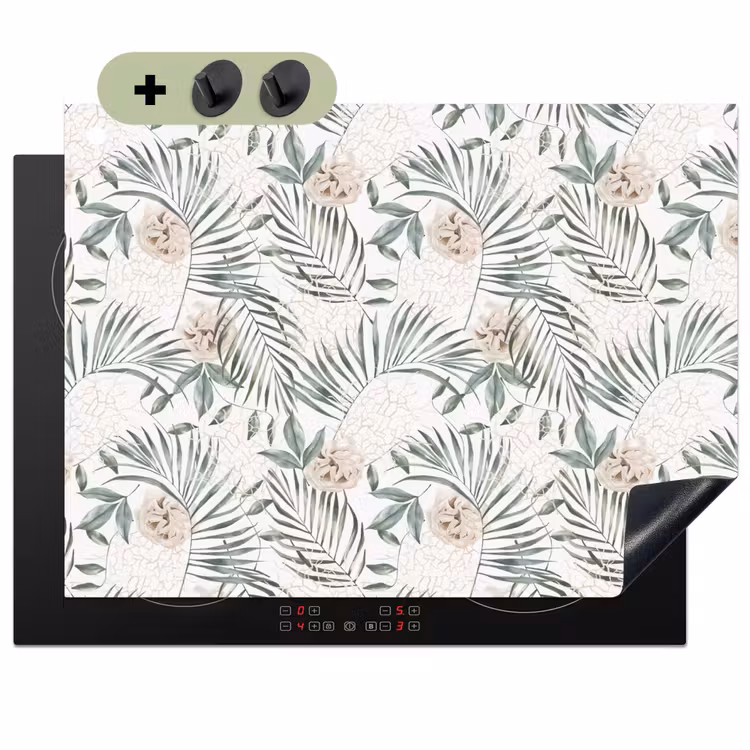 Boho - Jungle - Bloemen - Bladeren Inductie beschemer met haakjes klein -3d