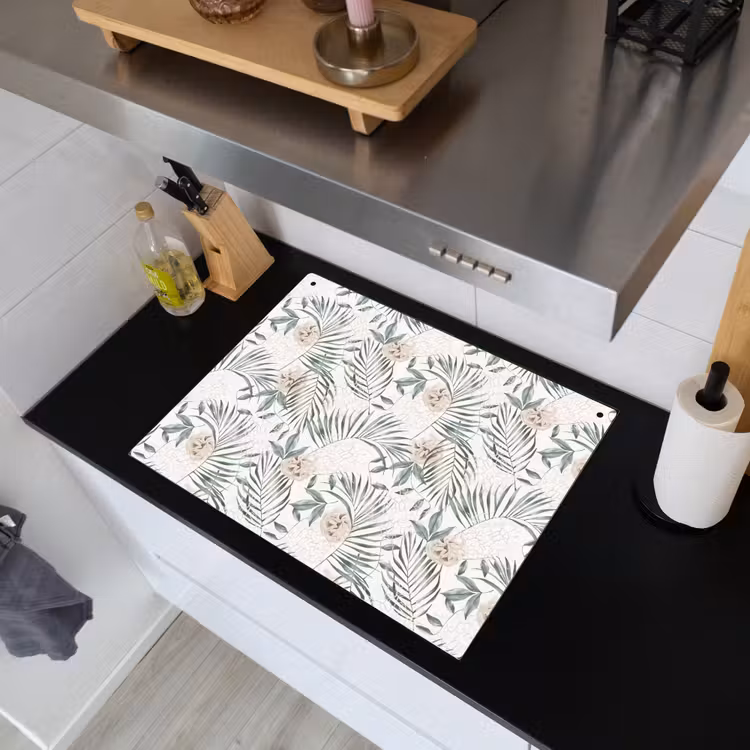 Boho - Jungle - Bloemen - Bladeren Inductie beschemer met haakjes klein -sfeer1