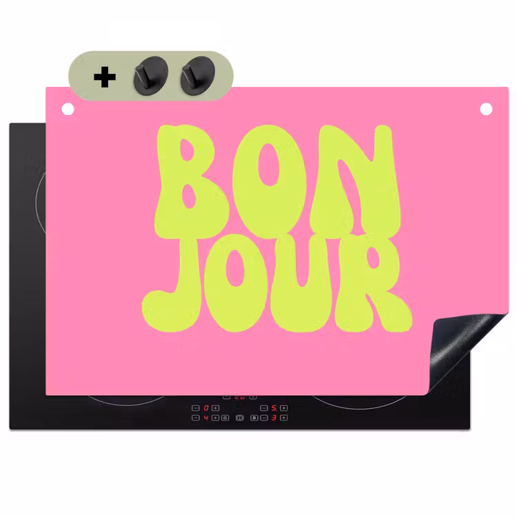 Bonjour - Roze - Fel groen Inductie beschemer met haakjes klein -3d