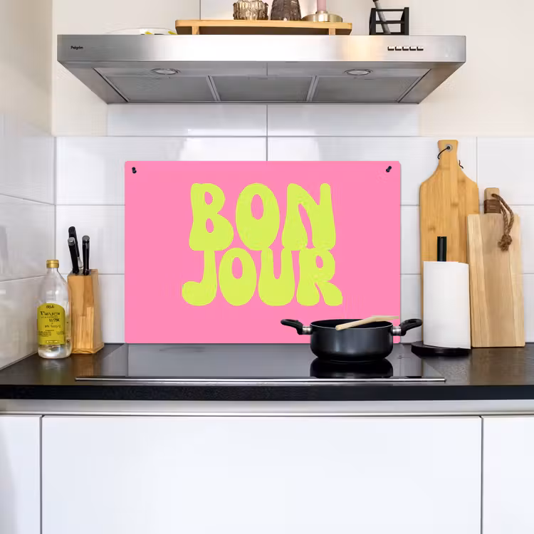 Bonjour - Roze - Fel groen Inductie beschemer met haakjes klein -sfeer2