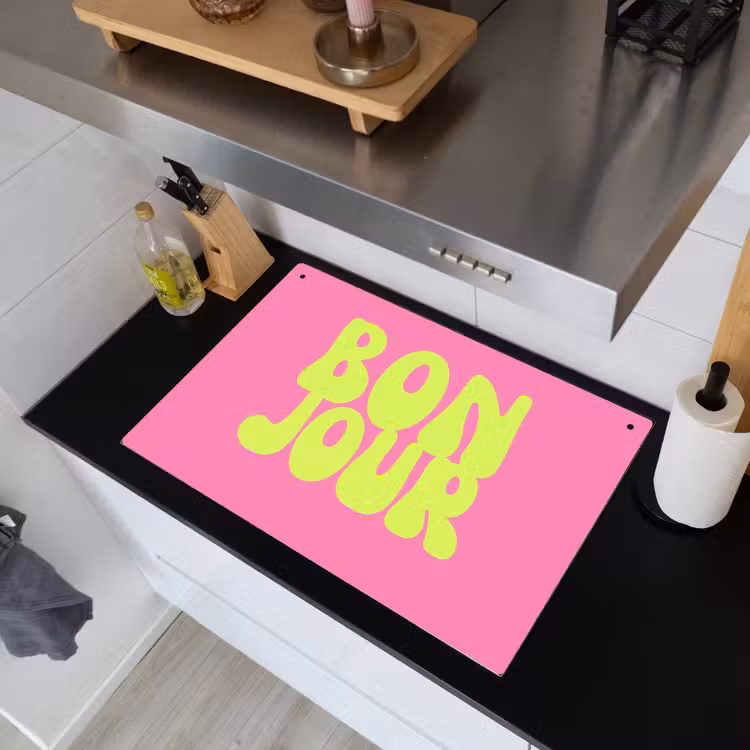 Bonjour - Roze - Fel groen Inductie beschemer met haakjes klein -sfeer1